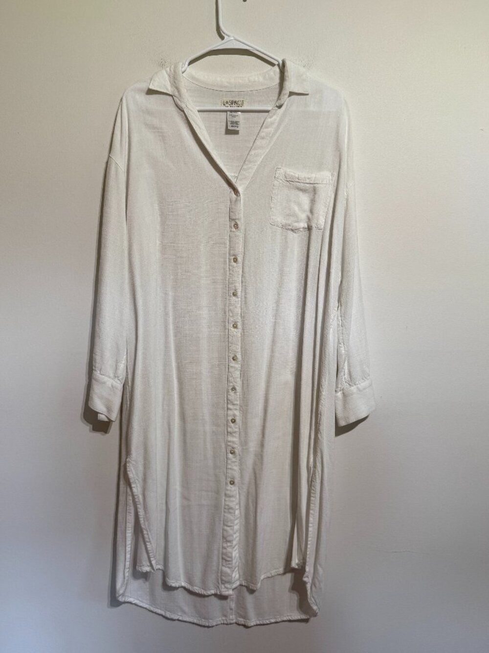 L Space Knee-Length Button Up Beach Cover Up Dress, M/L